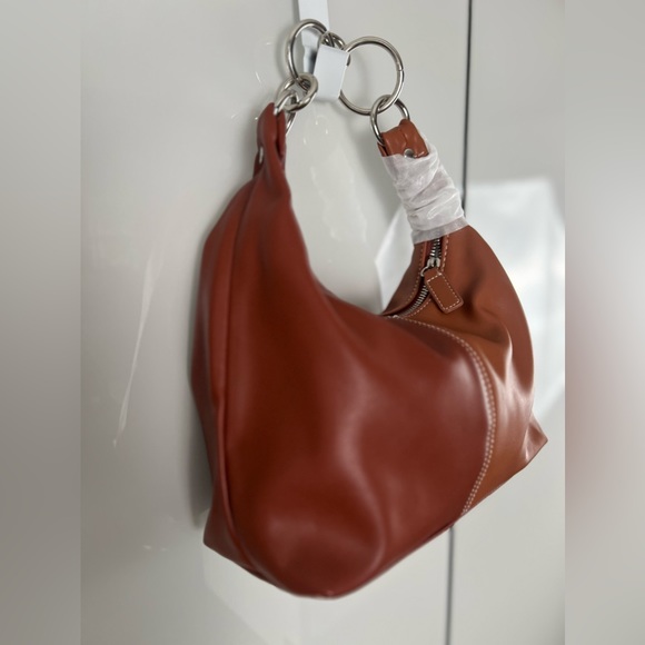 NWT URBAN OUTFITTERS Two Tone Brown Vegan Leather Handbag Purse Silver Accent - Picture 5 of 16